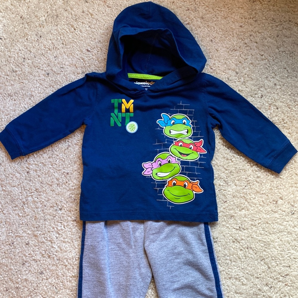 12 month Ninja Turtles Long sleeve hoodie and pants set.